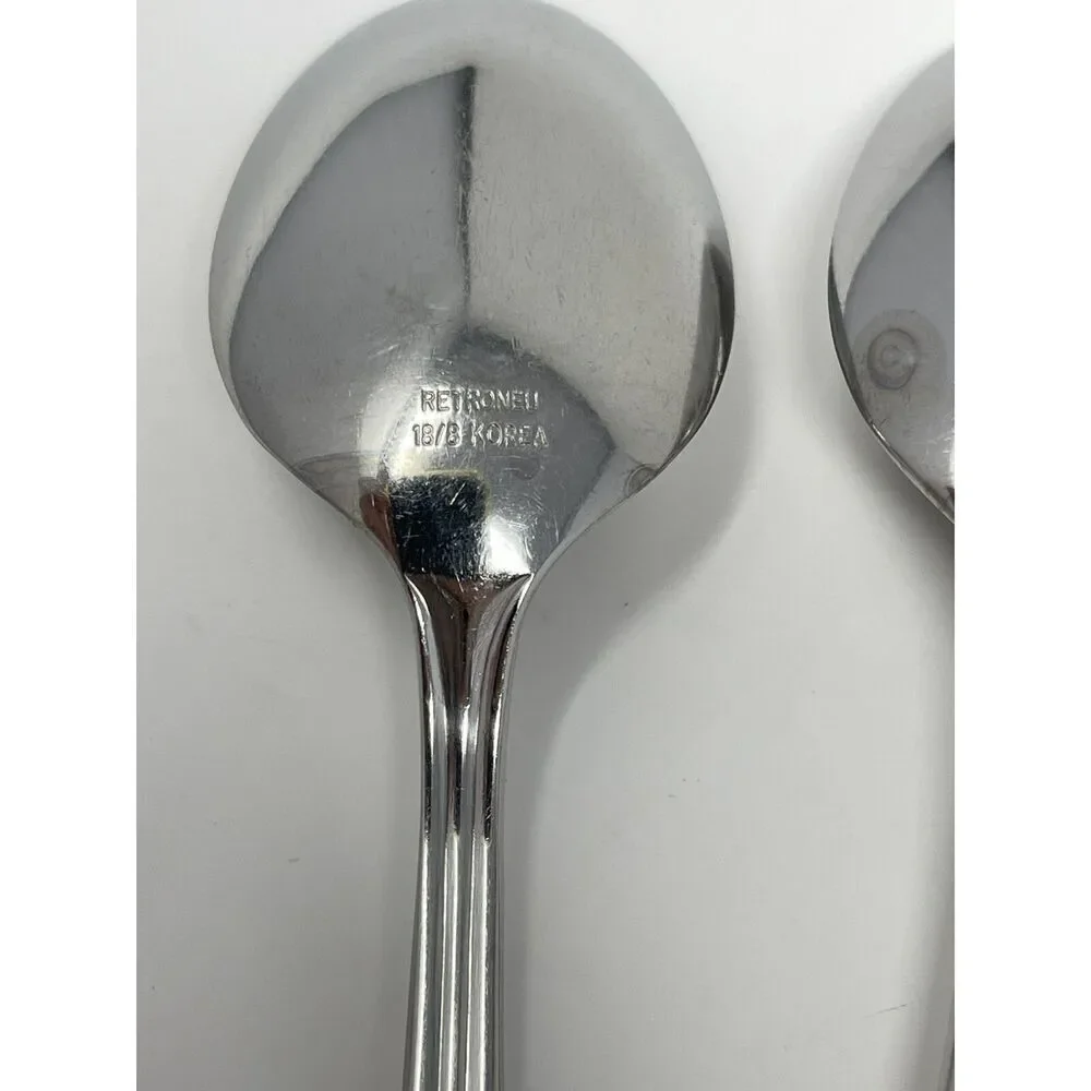 Retroneu Villa Stainless Place Soup Dinner Spoons 7.5” Set Of 5 Discontinued